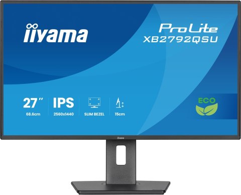 IIYAMA Iiyama ProLite XB2792QSU-B1 monitor komputerowy 68,6 cm (27") 2560 x 1440 px Quad HD LED Czarny