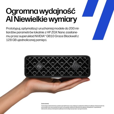 Hewlett-Packard HP ZGX Nano G1n AI GB10 128 GB LPDDR5x-SDRAM 4 TB SSD Linux Mini PC Stanowisko AI Workstation, AI PC Czarny