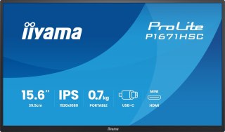 IIYAMA Iiyama ProLite P1671HSC-B1 monitor komputerowy 39,6 cm (15.6") 1920 x 1080 px Full HD LED Czarny