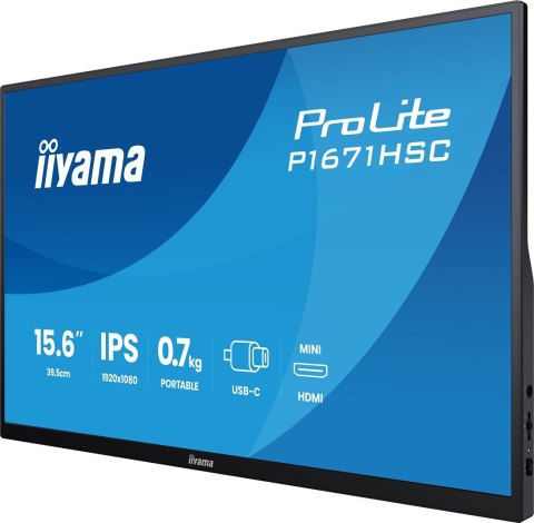 IIYAMA Iiyama ProLite P1671HSC-B1 monitor komputerowy 39,6 cm (15.6") 1920 x 1080 px Full HD LED Czarny