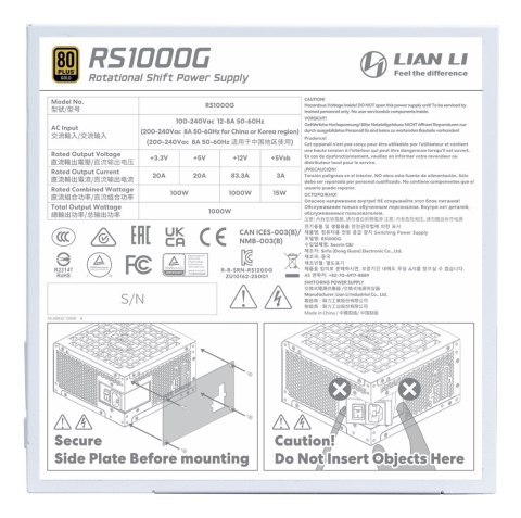 LIAN LI Lian Li RS1000G moduł zasilaczy 1000 W 20+4 pin ATX ATX Biały