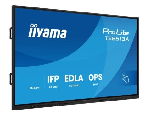 IIYAMA Monitor interaktywny 86 cali TE8613A-B2AG INFRARED,40pkt,IPS,4K,7H,500cd/m2, WiFi,USB, ANDROID 14, Google EDLA,2x20W, UCHWY