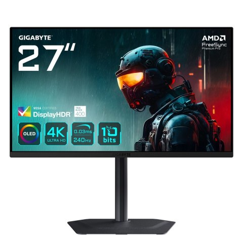 Gigabyte GIGABYTE MO27U2 OLED 4K UHD Gaming Monitor monitor komputerowy 68,6 cm (27") 3840 x 2160 px 4K Ultra HD QD-OLED Czarny