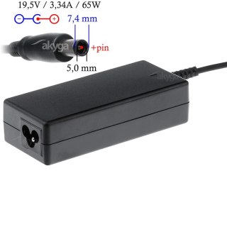 AKYGA Zasilacz sieciowy Akyga AK-ND-05 do notebooka 19,5V/3,34A 65W 7.4x5.0mm + pin