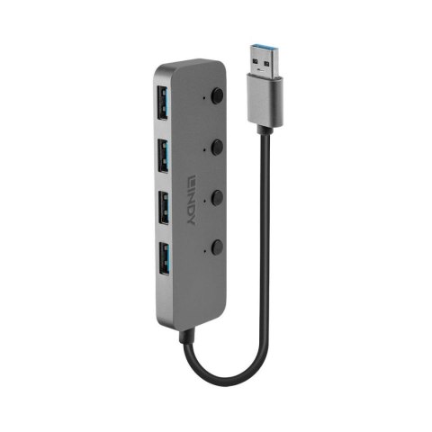 LINDY Hub USB 3.0 LINDY On/Off Switches 4 Port szary