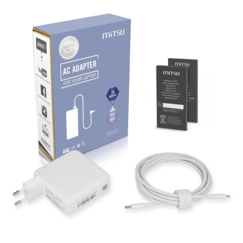 Mitsu Zasilacz sieciowy Mitsu 67W USB-C, USBC, 5-20V, 3-3.35A (white) do notebooka