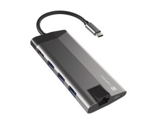 Natec Stacja dokująca HUB USB Natec Fowler Plus Multiport USB-C PD, 3x USB 3.0, HDMI 4K, RJ45, USB-C, SD, Micro SD