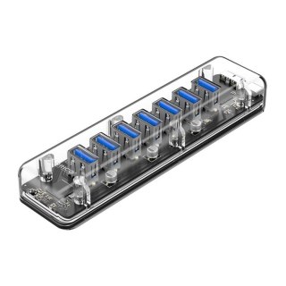 ORICO HUB USB-A Orico F7U-U3-CR-BP Aktywny 7x USB-A 5Gbps przezroczysty