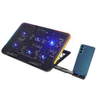 Rampage Podstawka chłodząca Rampage SIXPOWER R9 pod laptop 15,6", RGB, regulowana