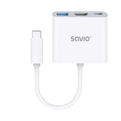 Savio Hub USB SAVIO AK-48/B USB Typ C - HDMI, USB 3.0, PD