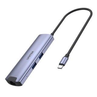 Unitek Hub Aktywny USB-C UNITEK 5Gbps, HDMI RJ-45 PD 100W