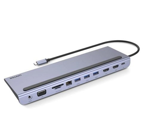 Unitek Hub USB-C Unitek D1022B 11 w 1, USB-C, RJ45, MST, 100W PD