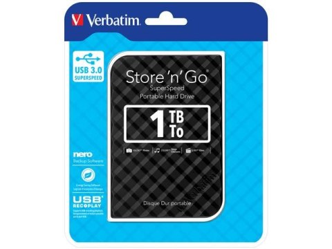 Verbatim Dysk zewnętrzny Verbatim 1TB Store 'n' Go 2.5" 5400 USB 3.0 czarny