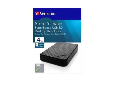 Verbatim Dysk zewnętrzny Verbatim 4TB 3.5" Store 'n' Save 2Gen czarny USB 3.0