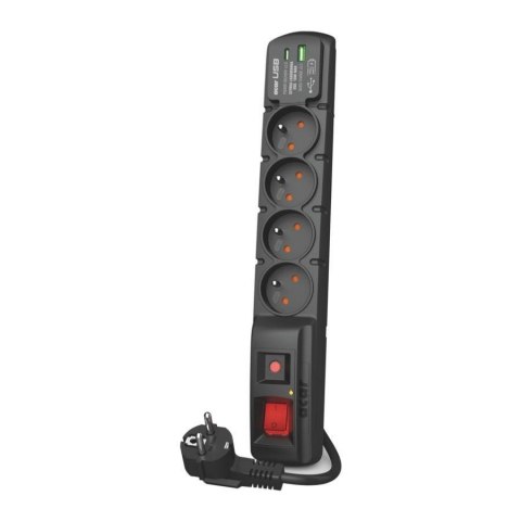 Acar Listwa przeciwprzepięciowa Acar F4 USB A+C W2440 z szybką ładowarką 3m czarna