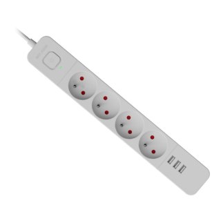 Defender Listwa zasilająca Defender SFS 133 1,5 m, 4 gniazda, 3x USB biała
