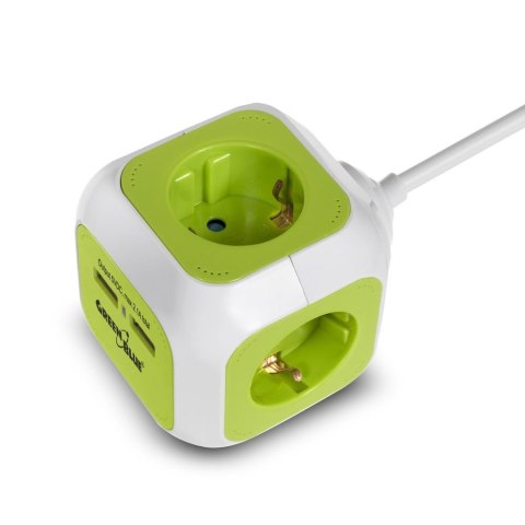 Greenblue Listwa zasilająca przedłużacz GreenBlue GB118G MagicCube poczwórne gniazdo prądowe, 2 wejścia USB 1,4m wersja niemiecka