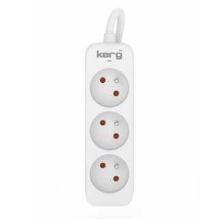 KERG Przedłużacz KERG M02384 3-gniazdowy 3m 3×1,0mm2 H05VV-F 10A/250V biały