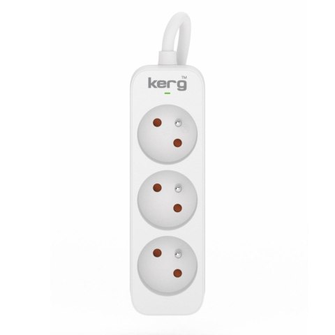 KERG Przedłużacz KERG M02389 3-gniazdowy 5m 3×1,5mm2 H05VV-F 16A/250V biały