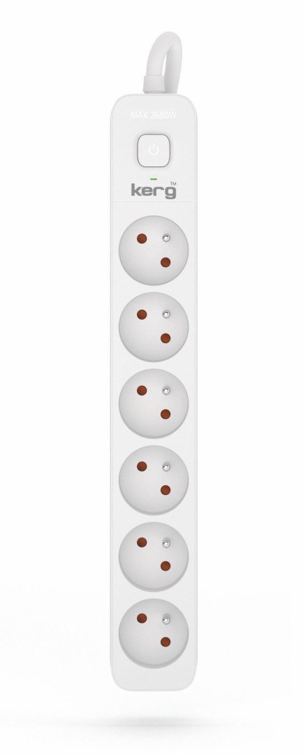KERG Przedłużacz KERG M02409 1,5m 3×1,5MM2 H05VV-F 16A/250V biały