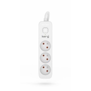 KERG Przedłużacz KERG z wyłącznikiem M02380 3-gniazdowy 3m 3×1,5mm2 H05VV-F 16A/250V biały