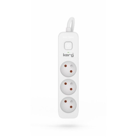 KERG Przedłużacz KERG z wyłącznikiem M02382 3-gniazdowy 1,5m 3×1,5mm2 H05VV-F 16A/250V biały