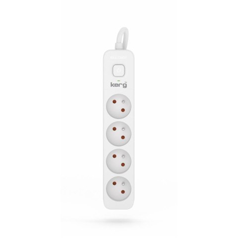 KERG Przedłużacz KERG z wyłącznikiem M02398 4-gniazdowy 10m 3×1,5mm2 H05VV-F 16A/250V biały