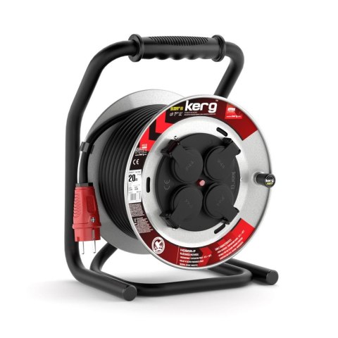 KERG Przedłużacz zwijany KERG 20m 3×2,5mm2 H05RR-F 250V czarny