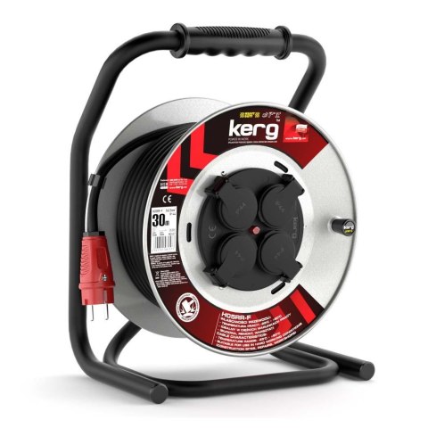 KERG Przedłużacz zwijany KERG 30m 3×2,5mm2 H05RR-F 250V czarny