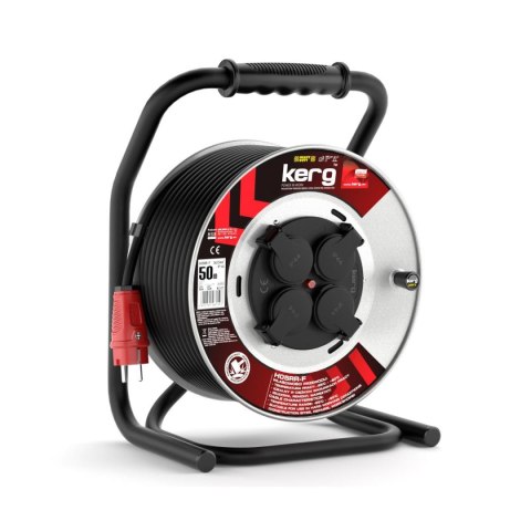 KERG Przedłużacz zwijany KERG 50m 3×2,5mm2 H05RR-F 250V czarny