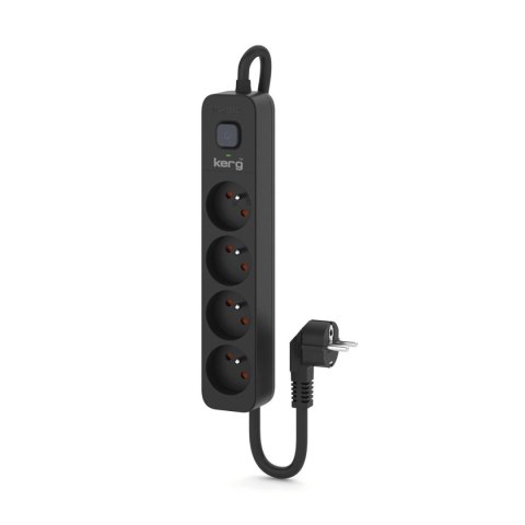 KERG Urządzenie zasilające zabezpieczające KERG z wyłącznikiem 4 gniazda czarne 5m 16A H05VV-F 3x1,5mm2