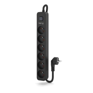 KERG Urządzenie zasilające zabezpieczające KERG z wyłącznikiem 6 gniazd czarne 5m 16A H05VV-F 3x1,5mm2