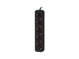LANBERG Listwa przedłużacz Lanberg 1,5m czarna 5x 230V Schuko, kabel wykonany z pełnej miedzi