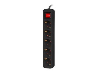 LANBERG Listwa przedłużacz Lanberg 3m czarna 5x 230V Schuko z wyłącznikiem, kabel wykonany z pełnej miedzi