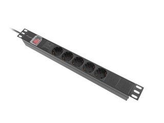 LANBERG Listwa zasilająca Lanberg Rack PDU 19" 1U 10A 5x 230V Schuko 2M Czarna