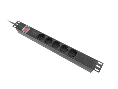 LANBERG Listwa zasilająca Lanberg Rack PDU 19" 1U 10A 5x 230V Schuko 2M Czarna