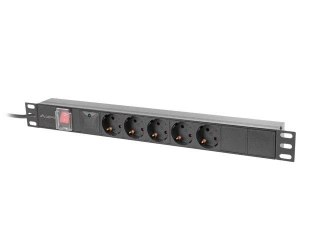 LANBERG Listwa zasilająca Lanberg Rack PDU 19" 1U 16A 5x 230V Schuko 2m Czarna