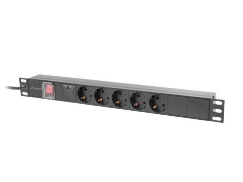 LANBERG Listwa zasilająca Lanberg Rack PDU 19" 1U 16A 5x 230V Schuko 2m Czarna