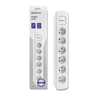 Qoltec Listwa zasilająca Qoltec 6 gniazd | 1.8m | Biała