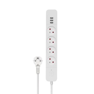 Savio Listwa zasilająca przeciwprzepięciowa SAVIO LZ-12 4 gniazda i 3 gniazda USB-A, 1,5m