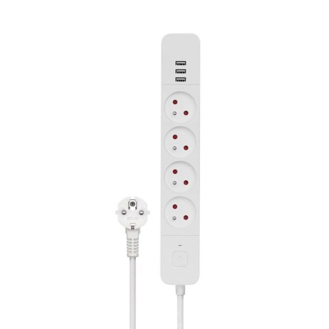 Savio Listwa zasilająca przeciwprzepięciowa SAVIO LZ-12 4 gniazda i 3 gniazda USB-A, 1,5m