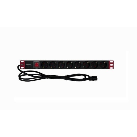 Techly Listwa zasilająca Techly Rack 1U, 8xSchuko 2m