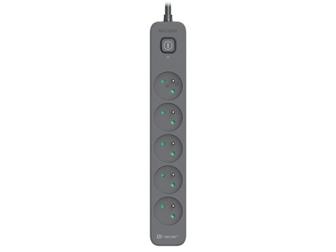 Tracer Listwa zasilająca przeciwprzepięciowa Tracer PowerLine+ 5m, 5 gniazd, wyłącznik