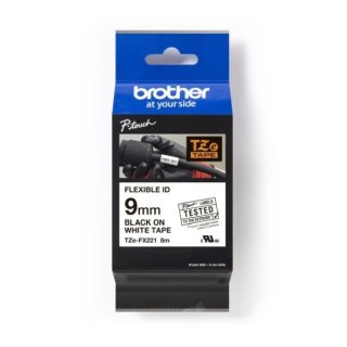 Brother Taśma Brother P-Touch TZe-FX221 9mm x 8m (TZEFX221) - biała, czarny nadruk