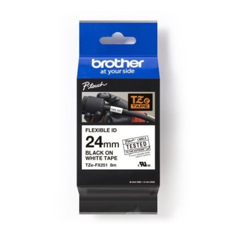 Brother Taśma Brother P-Touch TZe-FX251 24mm x 8m (TZEFX251) - biała, czarny nadruk