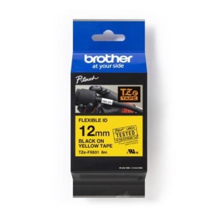 Brother Taśma Brother P-Touch TZe-FX631 12mm x 8m (TZEFX631) - żółta, czarny nadruk