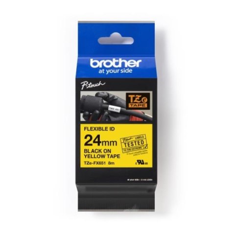 Brother Taśma Brother P-Touch TZe-FX651 24mm x 8m (TZEFX651) - żółta, czarny nadruk