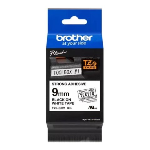 Brother Taśma Brother P-Touch TZe-S221 9 mm x 8m (TZS221) - biała, czarny nadruk