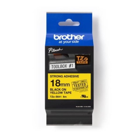 Brother Taśma Brother P-Touch TZe-S641 18mm x 8m (TZES641) - żółta, czarny nadruk