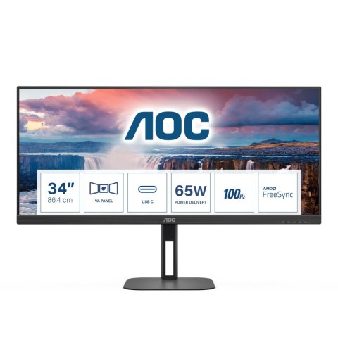 AOC Monitor AOC 34" U34V5C/BK HDMI DP USB-C USB 3.1 x4 głośniki